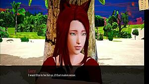 redhead girl shows small tits in cartoon