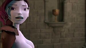 uhh, this busty elf totally owns this guy in a fight… then gets his huge cock as a prize, ya know? 3d animation madness!