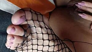 Juanlatino Fucks Her In Fishnets, Cums On Basque Feet
