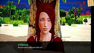 redhead girl shows small tits in cartoon