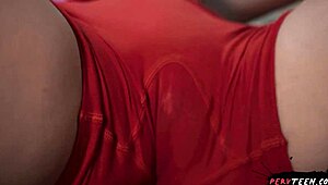 Caught teen in gym locker room with shaved pussy exposed