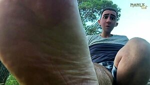 i seduced my stepdads twin, that rugged macho man, with my feet!