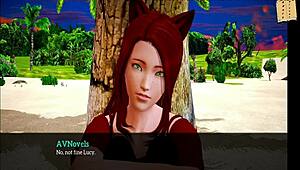 redhead girl shows small tits in cartoon