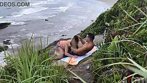 man fucks hot blonde on the beach
