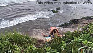 man fucks hot blonde on the beach