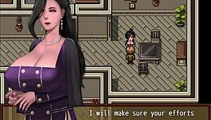 Receiving a Double Spanish from Two Busty Babes in Hentai Game