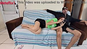 My Distracted Brazilian Half-Sister Gets My Cock in Her Mouth Without Noticing.