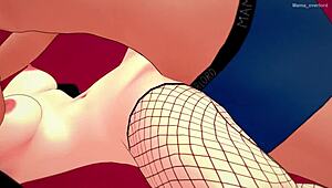 Hot girlfriend in fishnets and mask ready to fuck before bed