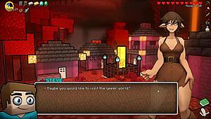 Teen witch in cute outfit tests potion for giant cock growth in Hornycraft hentai parody.