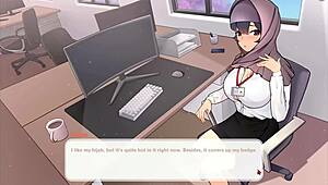 my boss teasin me with massive tits in hentai game