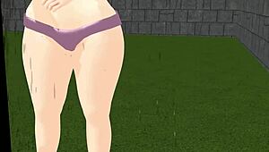 in this animation, a plump asian girl plays tennis, showing off her tits.