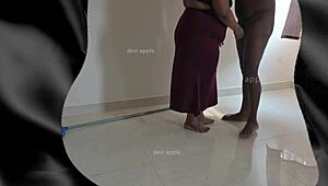 Tamil maid Sreelatha sneaks a quick suck on owner’s cock while wife’s away.