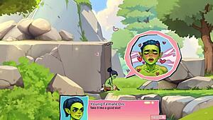 Horny Young Female Orc Sits on Lucky Boy’s Face!