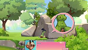 Horny Young Female Orc Sits on Lucky Boy’s Face!