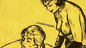 vintage erotic drawings bring retro charm in classic cartoon style.