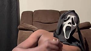 He’s alone, stroking that monster cock in a homemade clip. What’s your favorite scary movie to watch?