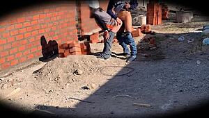 Caught on cam, sexy Nataly at construction site.