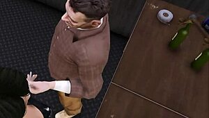 Cristina, bend over for the two mechanics in the workshop.