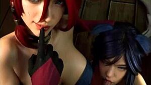 uh, league of legends miss fortune n ahri cosplay in uncensored hentai, ai made stuff