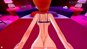 Nami from One Piece gets wild in intense POV hentai sex action.