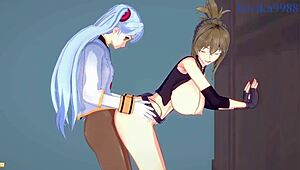 Nine, Chitose Kisaragi, Ruri Hoshino in Wild Lesbian and Futanari Action!