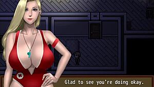 Watching a porno with a busty milf in wild hentai zombie retreat game part 5.