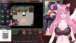 horny catgirl kanakovt teased with vibe, cums hard on sex machine