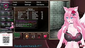 horny catgirl kanakovt teased with vibe, cums hard on sex machine