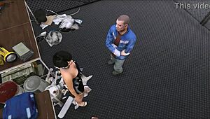 크리스티나 작업장에서 두 정비공한테 엉덩이 들고 박히네