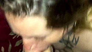 Fat slut blonde gives sloppy deep mouth and ass to friend