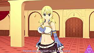 Lucy Natsu Delivers Intense Blowjob and Handjob Leading to Cumshot in Fairy Tail Hentai Uncensored Video