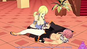 Lucy Natsu Beri Blowjob dan Handjob Intensif Membawa Ke Cumshot Dalam Video Hentai Fairy Tail Tak Disensor