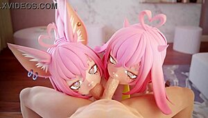 two anime girls suck your lollipop in this hentai cartoon narrative. they enjoy the sweet flavors together.