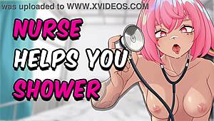 ASMR看護師ロールプレイで病院シャワーで優しくチンポを洗う