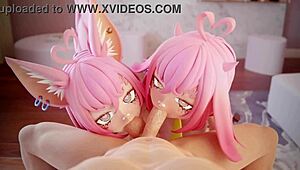 two anime girls suck your lollipop in this hentai cartoon narrative. they enjoy the sweet flavors together.