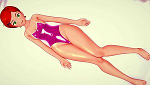 Gwen が水着で燃えてる、ワイルドヘンタイアクション！