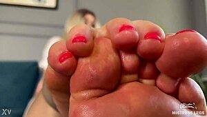 Goddess Teases You Lazily with Her Pink Oily Soles and Wrinkled Toes in Closeup Foot Fetish 😘