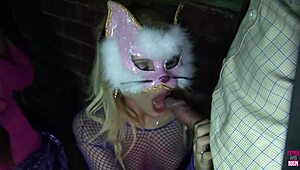 in a cosplay foursome, big cocks drill tight pussies of horny whores