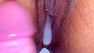 creamy finish inside latina wife during tight missionary pounding up close