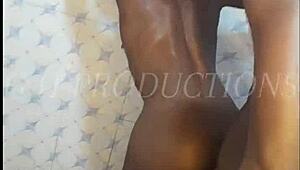 Skinny teen slut got slammed hard in shower doggy style