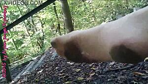 Quick Nylon Walk in the Woods Flashing Sexy Stockings 😍