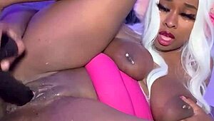 Jadeenasty Can’t Stop Squirting with Double Penetration in Wild Ebony Action
