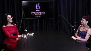 Annie Clementine records a group event with family support in sheer red.