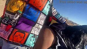 Skinny ebony student sneaks a quick outdoor fuck before heading to class