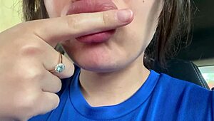 Wow! Latina Spitting Mouth Action with Panties and Tongue!