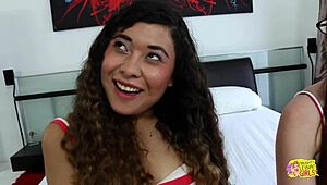 Sweet angels Nataly and Crystal kiss and explore fun together