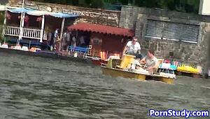 public nude eurobabe rides waterbike with wild fetish energy.