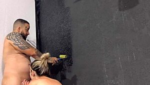 Pintora Gets Nailed Hard in Ass and Pussy by Painter