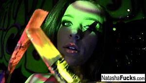 busty natasha nice black light video shoot