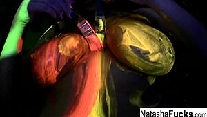 busty natasha nice black light video shoot